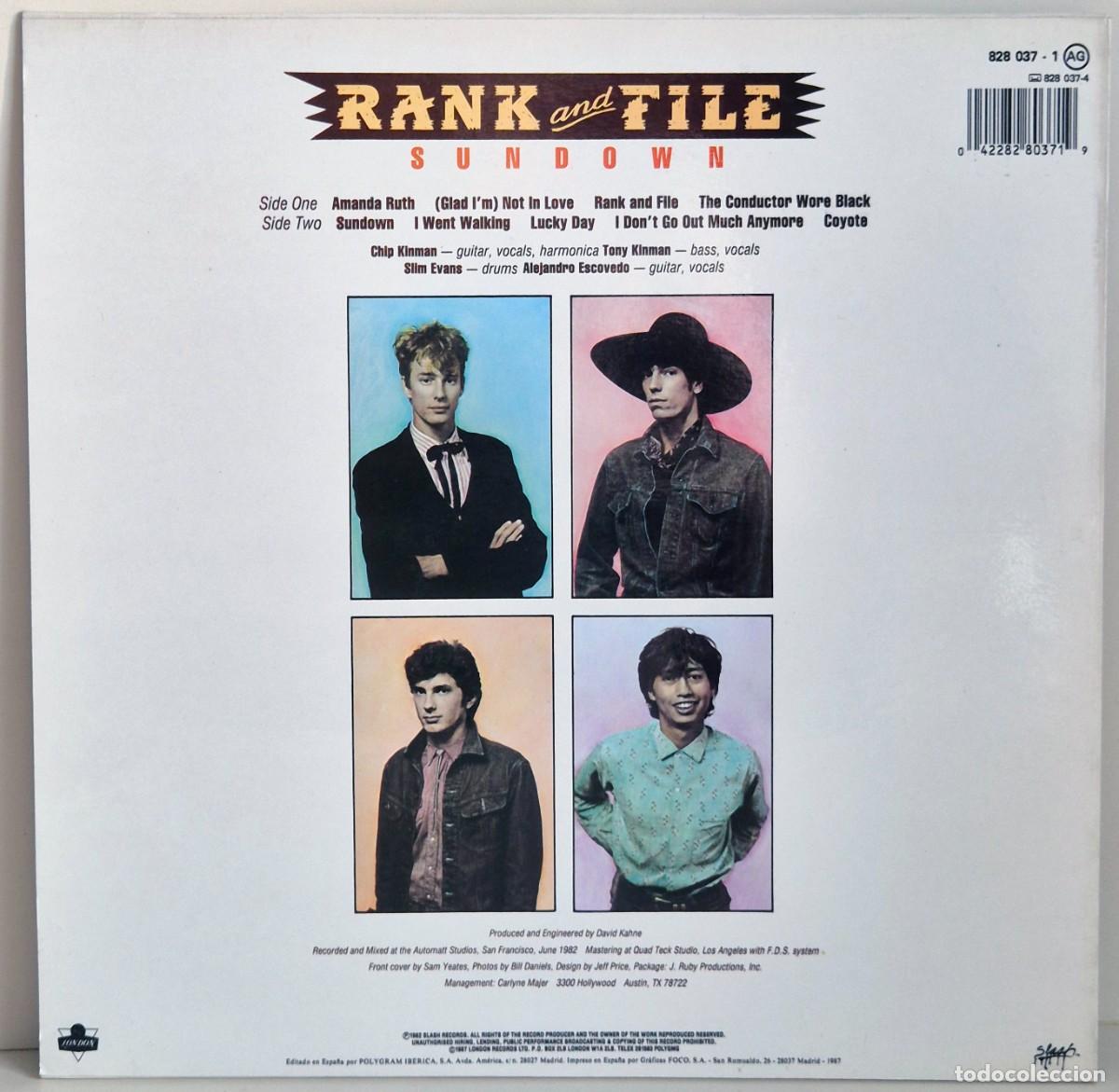 Discos de vinilo: Rank and File - Sundown. LP vinilo - Foto 2