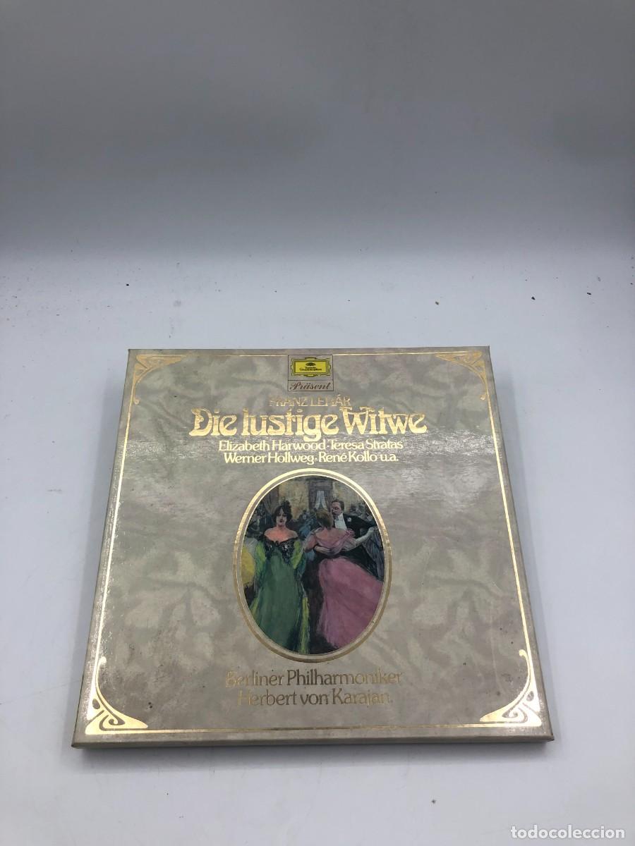 Discos de vinilo: LEHAR DIE LUSTIGE WITWE LA VIUDA ALEGRE - KARAJAN - CAJA 2 VINILOS LP + LIBRETO - DEUTSCHE GRAMMOPHO