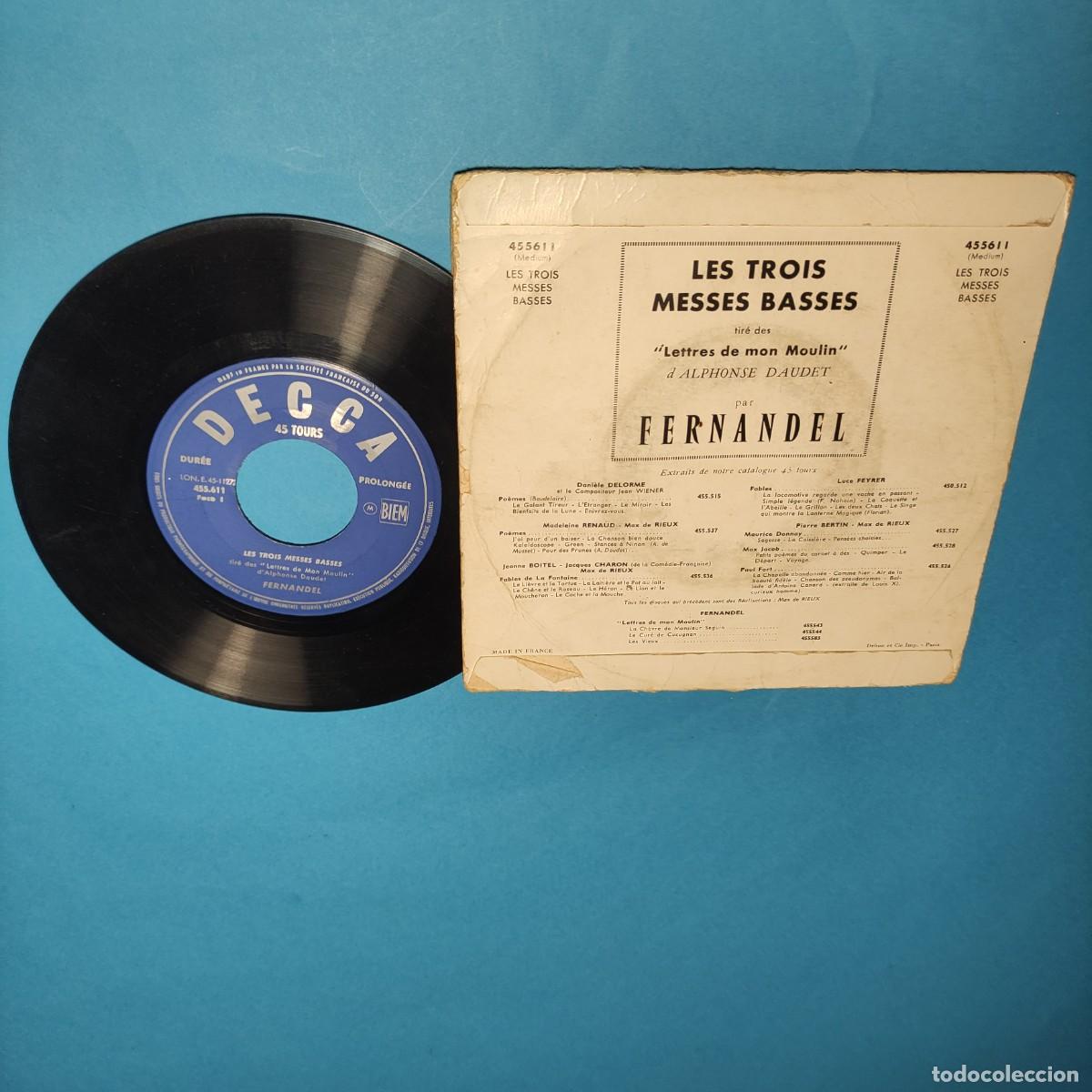 Discos de vinilo: Fernandel &ndash; Les Trois Messes Basses ** SINGLE DECCA ** juani - Foto 2