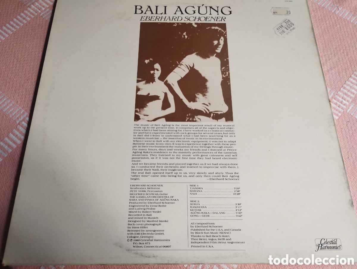 Discos de vinilo: Bali Ag&uacute;ng Eberhard Schoener Celestial Harmonies a&ntilde;o 1980 - Foto 2