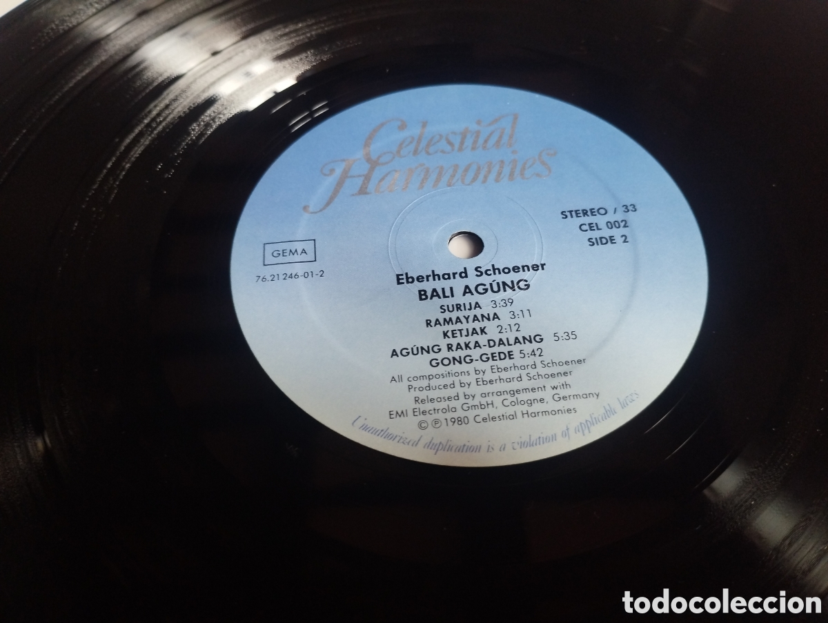 Discos de vinilo: Bali Ag&uacute;ng Eberhard Schoener Celestial Harmonies a&ntilde;o 1980 - Foto 3