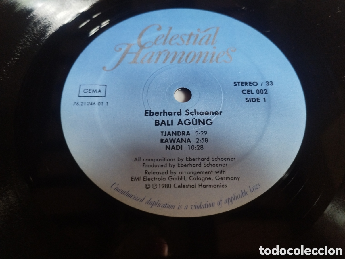 Discos de vinilo: Bali Ag&uacute;ng Eberhard Schoener Celestial Harmonies a&ntilde;o 1980 - Foto 4