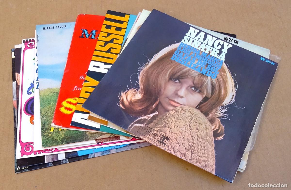 Discos de vinilo: Lote de 10 Singles VARIADO, Nancy Sinatra, Paul Anka, Mario lanza, Petulia Clark&hellip;