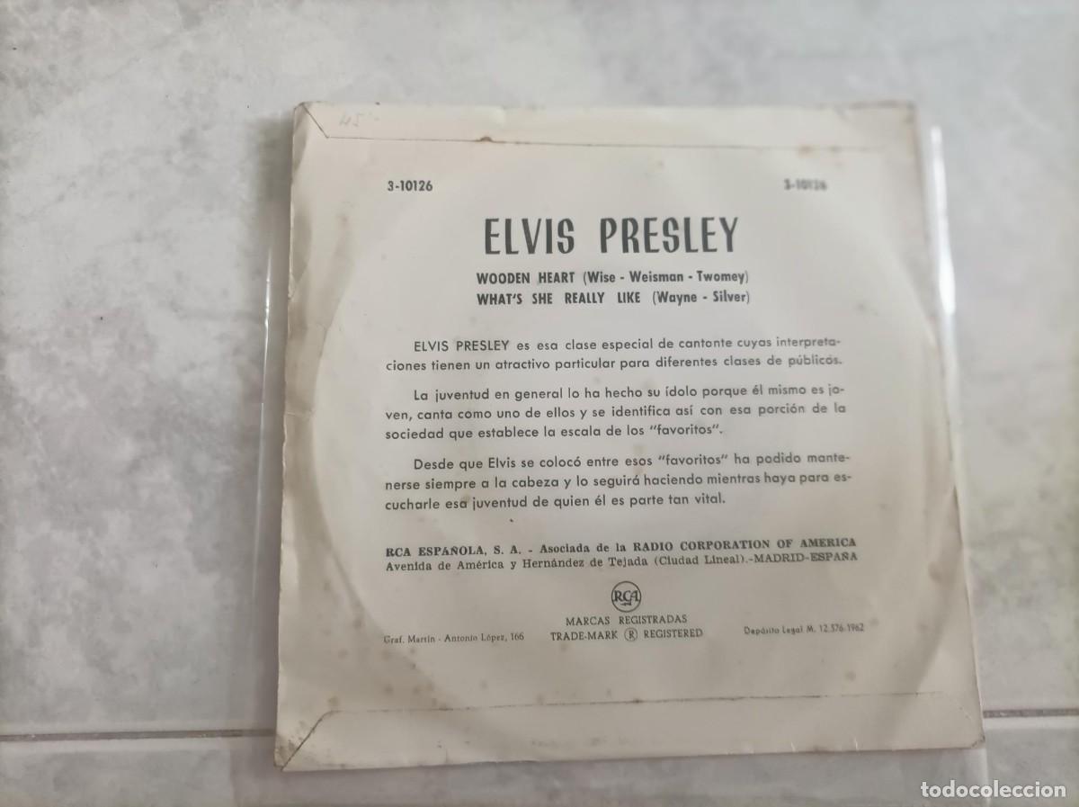 Discos de vinilo: Elvis Presley corazon de madera single -Leer- - Foto 2