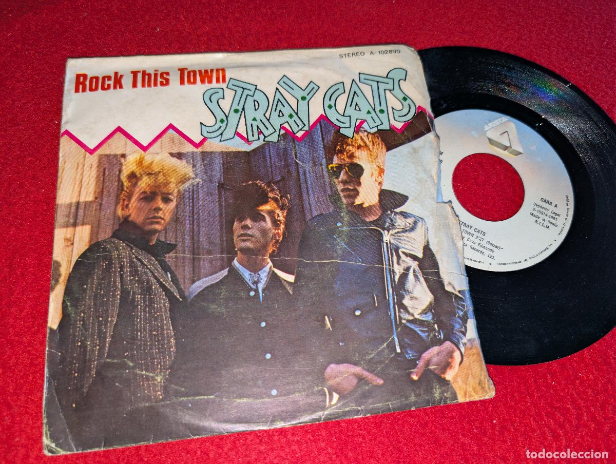 Discos de vinilo: STRAY CATS Rock this town/Can't hurry love 7'' SINGLE 1981 SPAIN ESPA&Ntilde;A ROCKABILLY