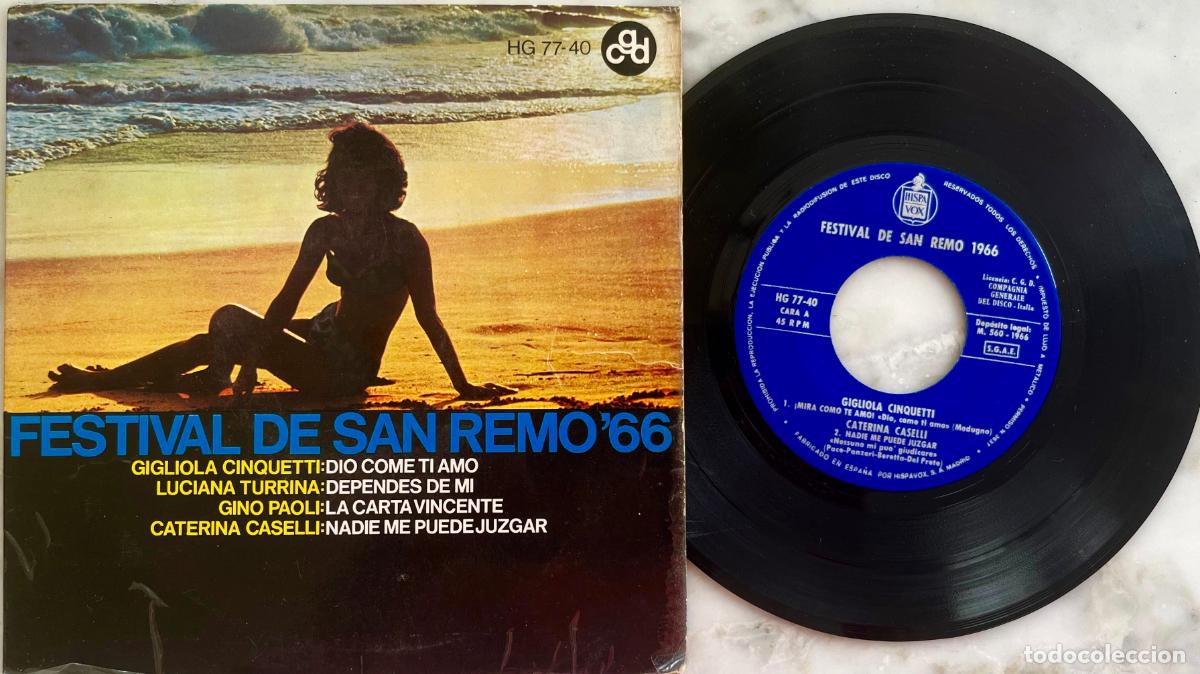 Discos de vinilo: CINQUETTI. TURRINA. PAOLI. CASELLI. FESTIVAL SAN REMO 66. EP ORIGINAL ESPA&Ntilde;A 1966