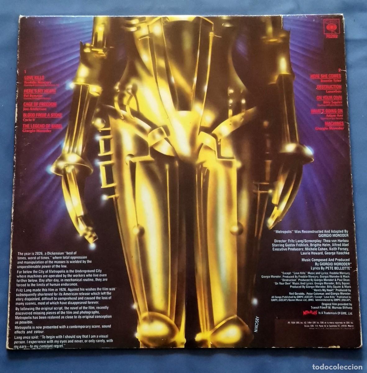 Discos de vinilo: Metropolis LP gatefold 1984 Moroder,F. Mercury, etc - Foto 3