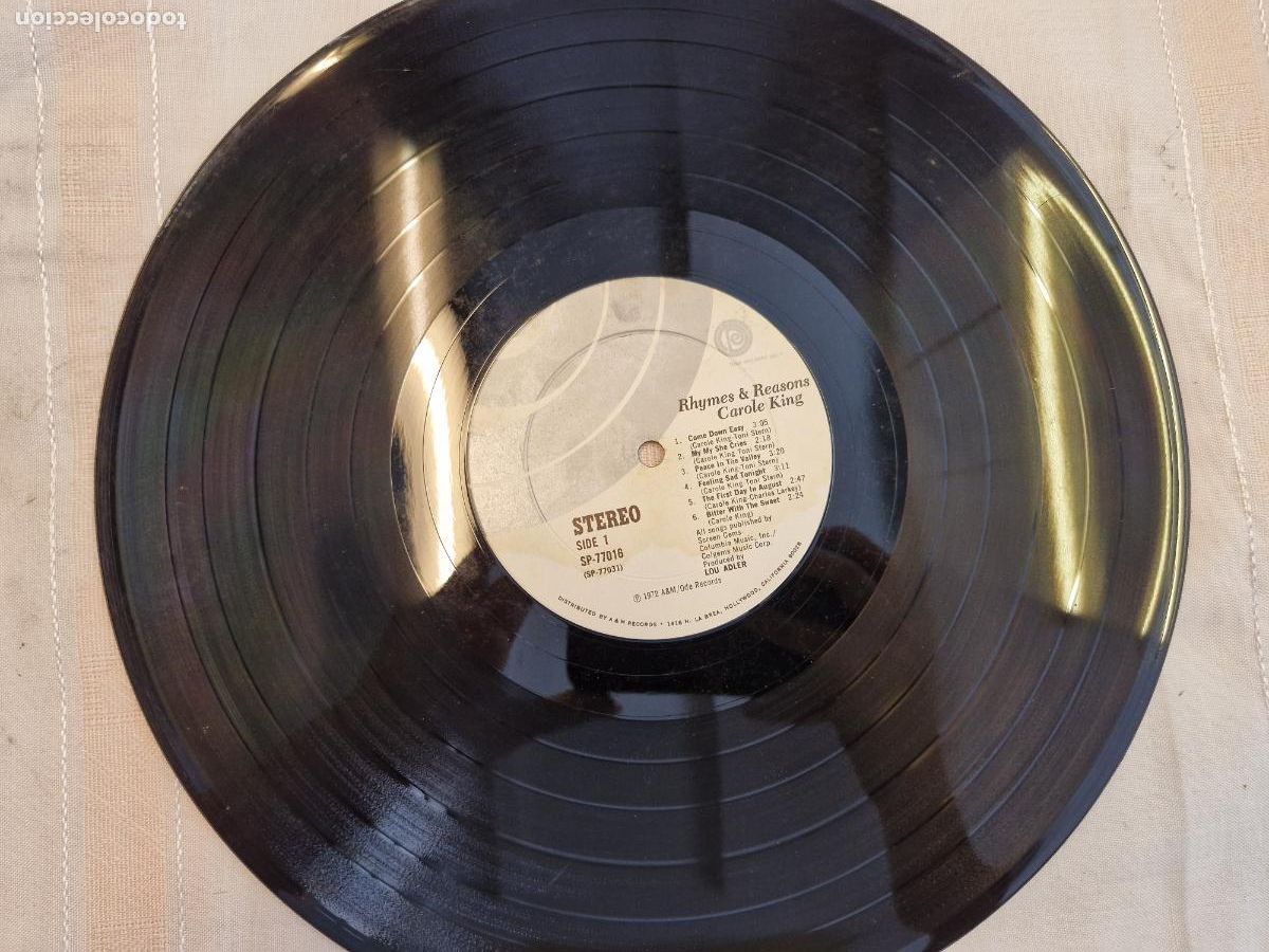 Discos de vinilo: SINGLE. RHYMES & REASONS CAROLE KING. COME DOWN EASY. MY SHE CRIES.