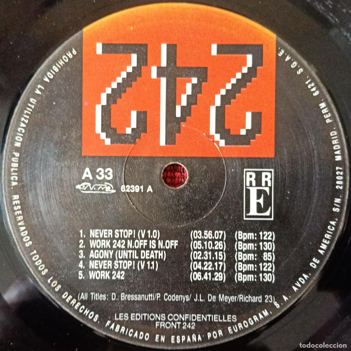 Discos de vinilo: FRONT 242 ** Never Stop! ** MAXI ISNGLE VINILO 1989 - Foto 4