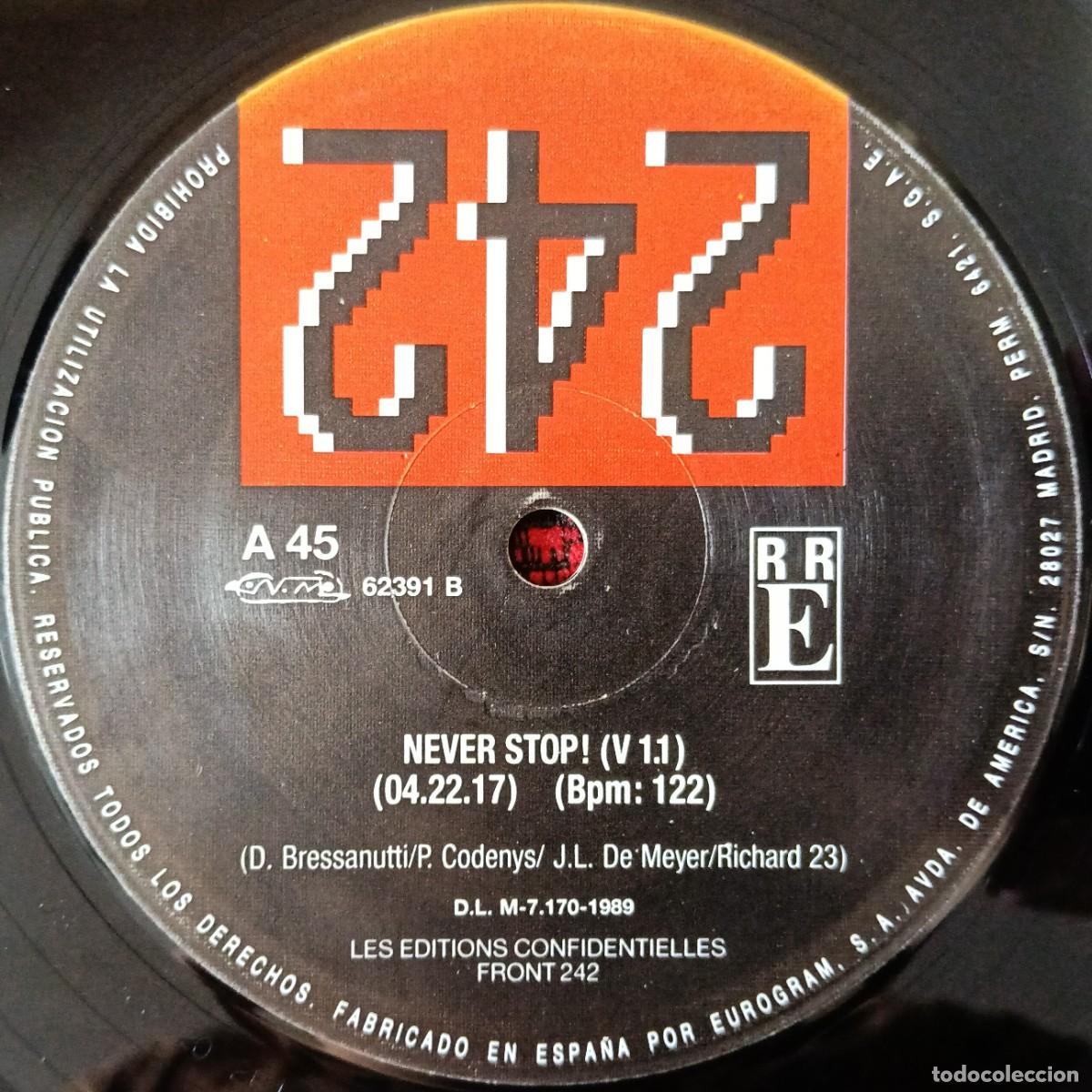 Discos de vinilo: FRONT 242 ** Never Stop! ** MAXI ISNGLE VINILO 1989 - Foto 5