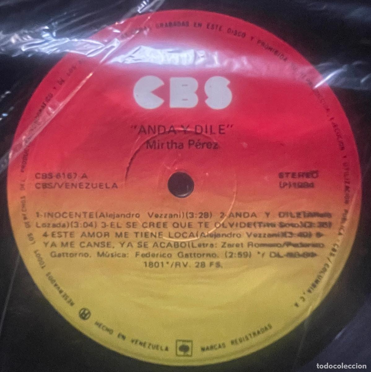 Discos de vinilo: MIRTHA / ANDA Y DILE / LP CBS 1984 / USA - Foto 4