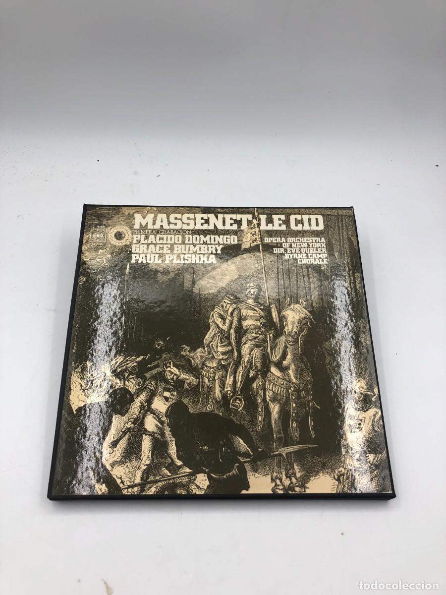 Discos de vinilo: MASSENET EL CID LE CID - PLACIDO DOMINGO GRACE BUMBRY EVE QUELER - CAJA 3 LP + LIBRETO - CBS S 1977