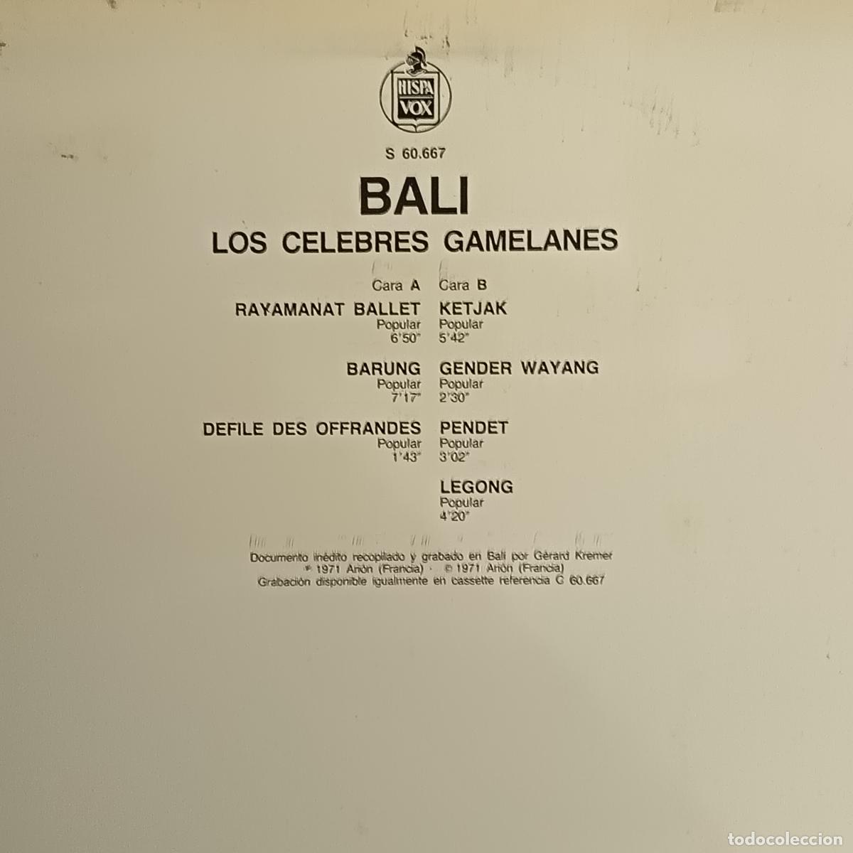 Discos de vinilo: BALI - Les C&eacute;l&egrave;bres Gamelans, LP 1982. - Foto 2