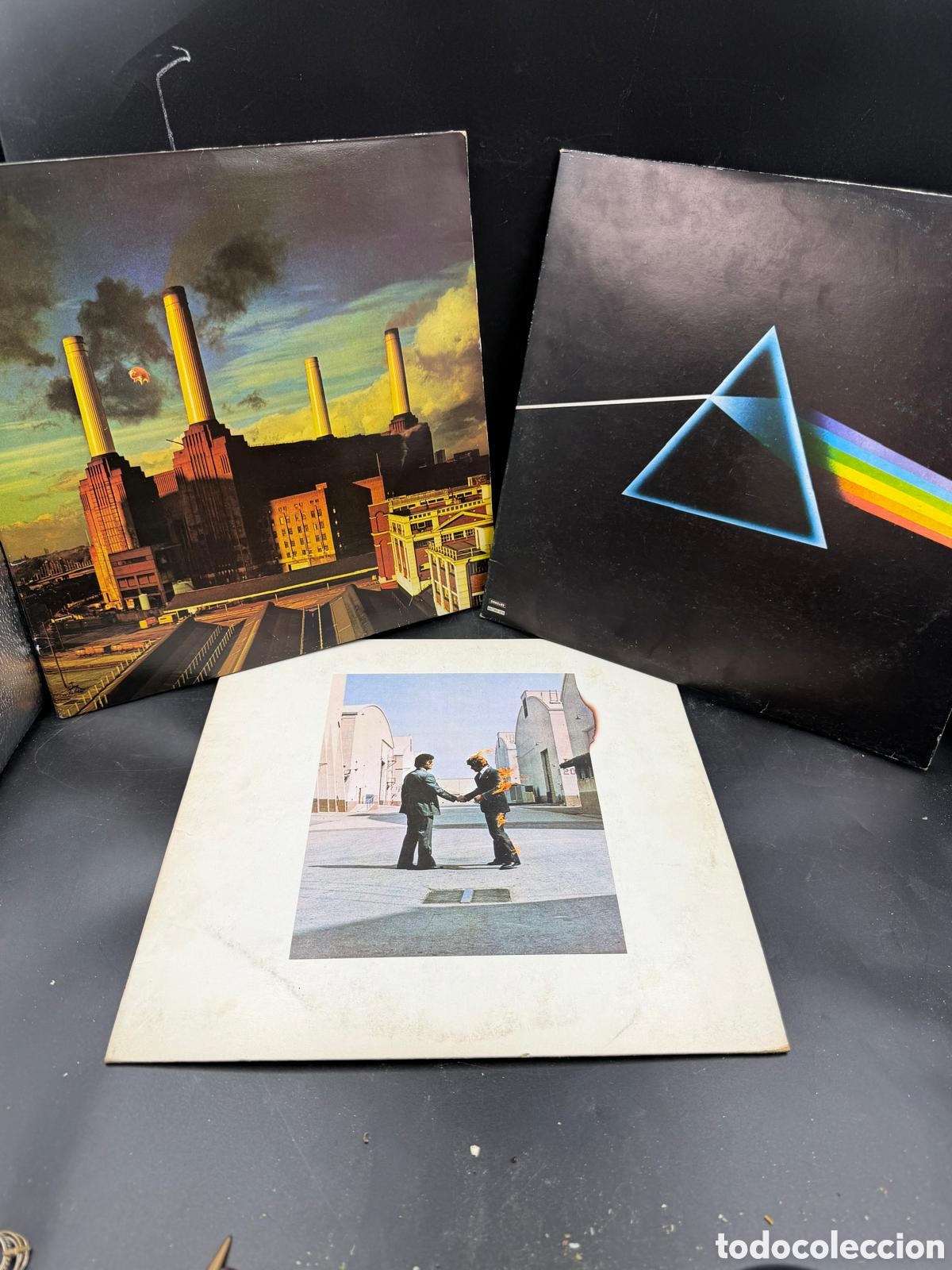 Disques de vinyle: Pink Floyd Animals, wish you were here, the dark side of the moon. Completos primeras ediciones