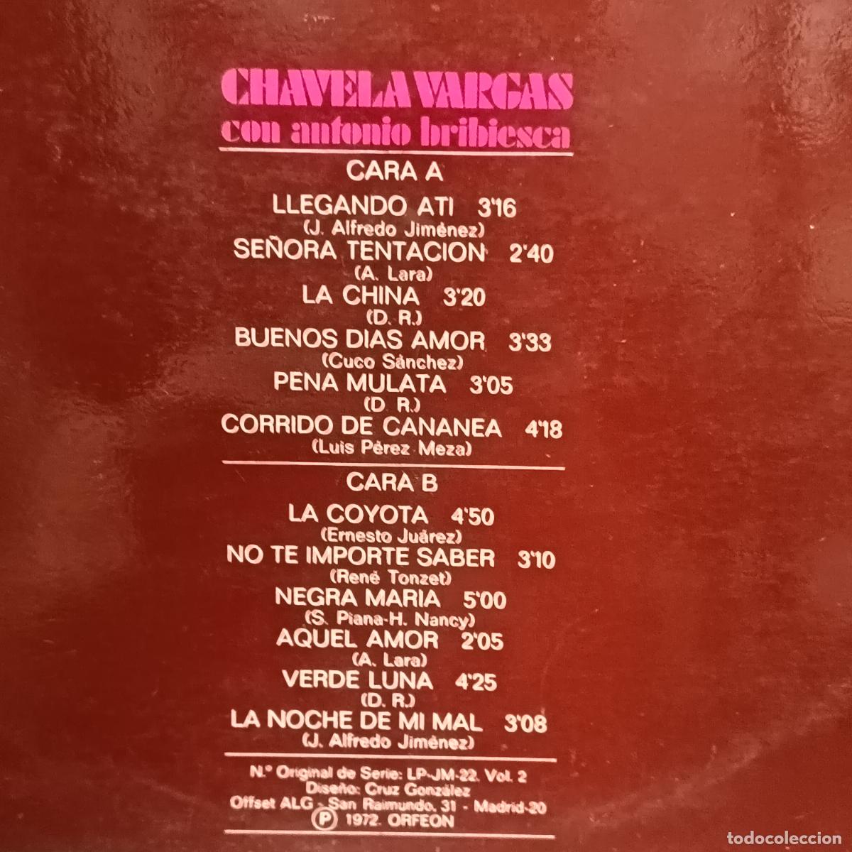Discos de vinilo: CHAVELA VARGAS con Antonio Bribiesca. LP - Foto 2