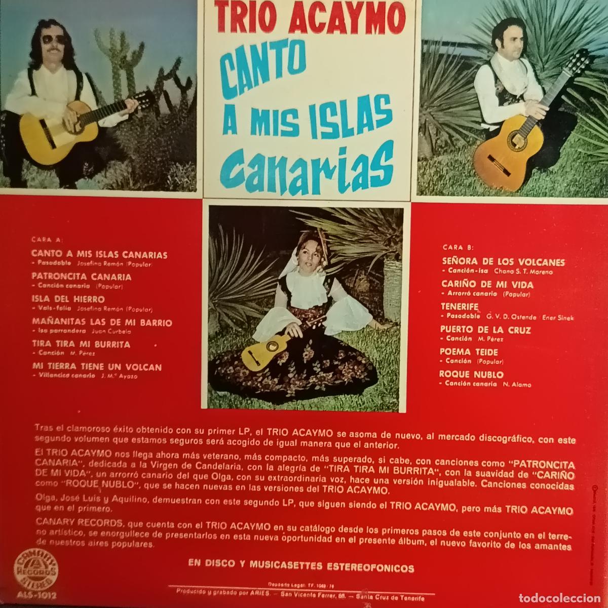Discos de vinilo: LP Tr&iacute;o Acaymo &ndash; Canto A Mis Islas Canarias - Foto 2