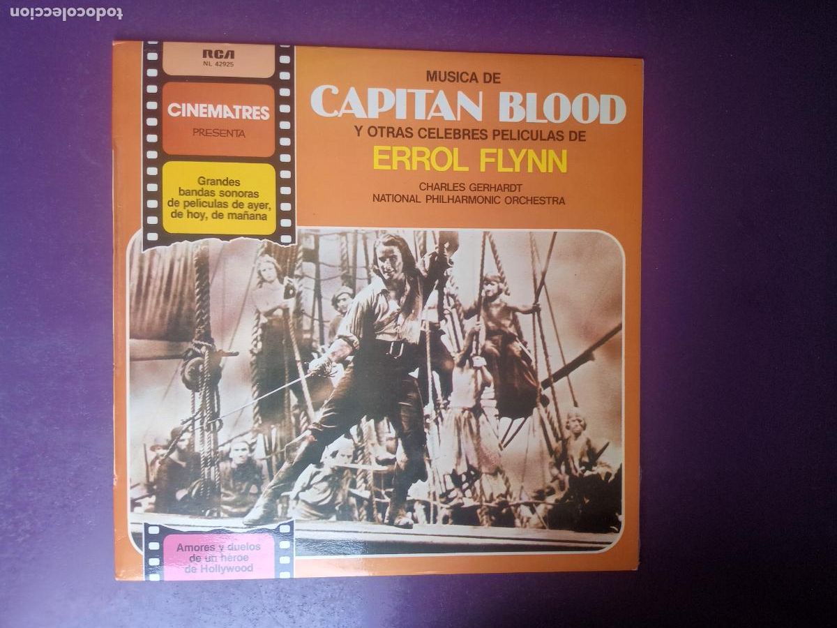Discos de vinilo: Charles Gerhard &ndash; Capit&aacute;n Blood Y Otras peliculas de Errol Flynn - LP RCA 1981 - CINE BSO -