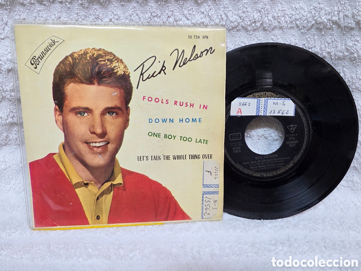 Discos de vinilo: RICK NELSON Home / One Boy To Late / Let's Talk The Whole Thing Over Spain 1964