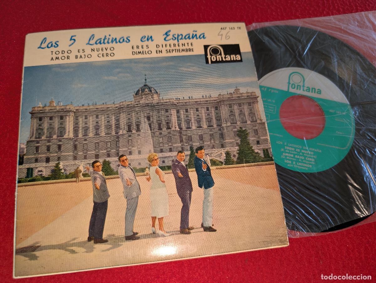 Discos de vinilo: LOS 5 cinco LATINOS ESPA&ntilde;A TODO ES NUEVO/AMOR BAJO CERO/ERES DIFERENTE +1 EP 1960 galleta VERDE