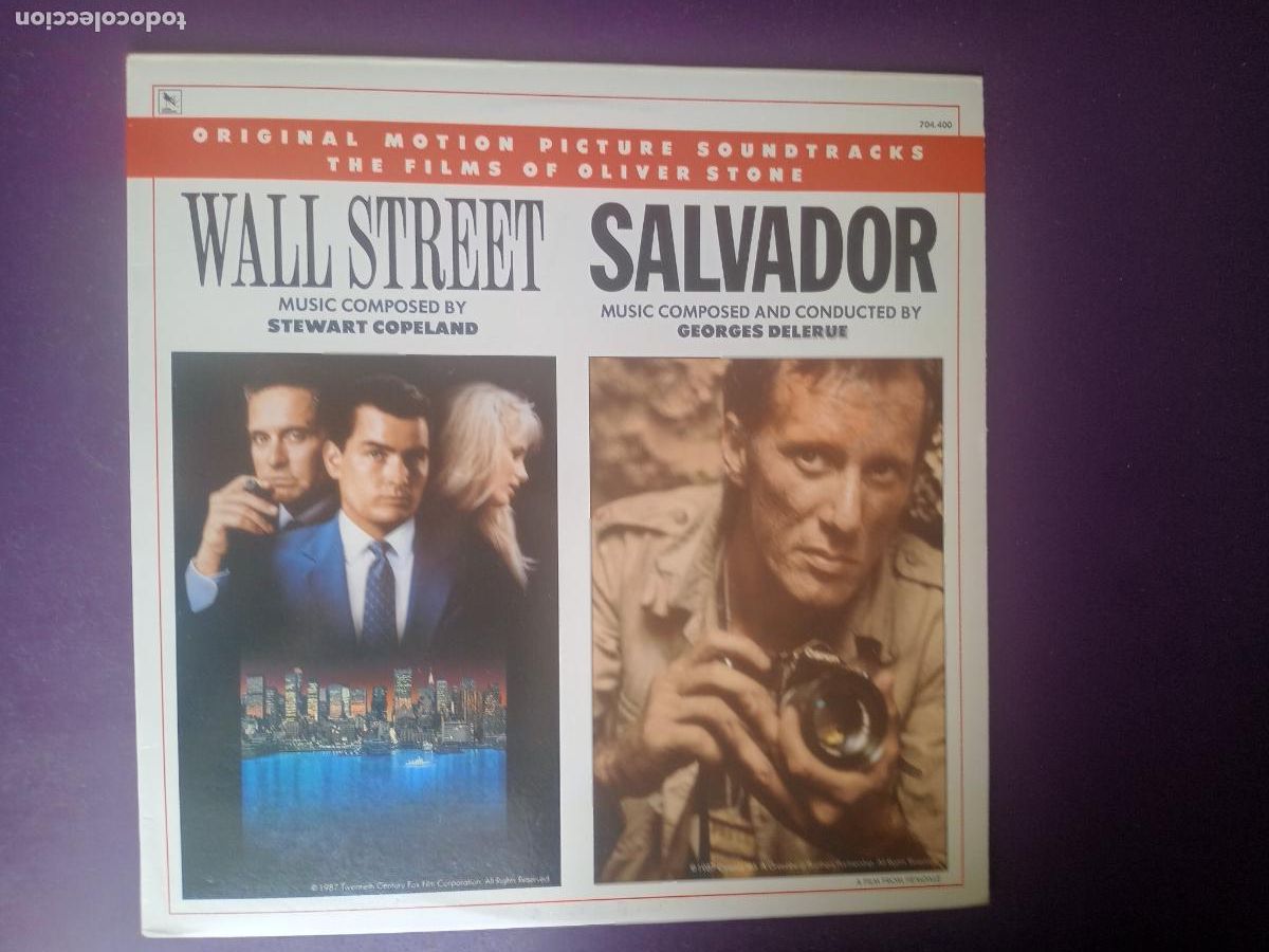 Discos de vinilo: Stewart Copeland / Georges Delerue &ndash; Wall Street / Salvador - LP VARESE 1987, CINE BSO, OLIVER STONE