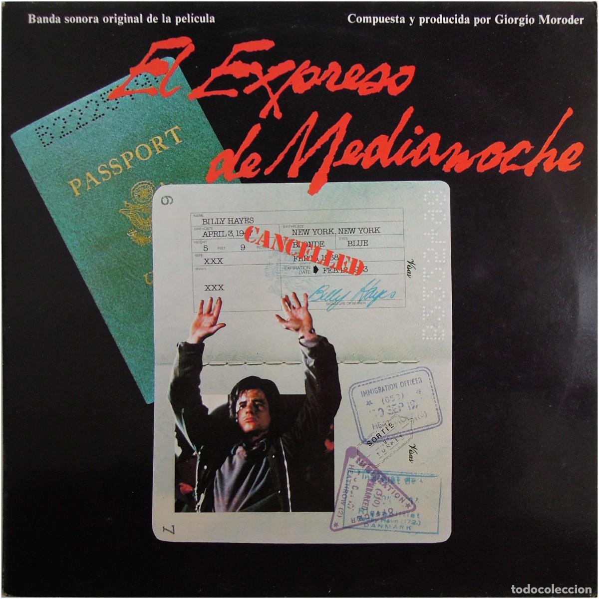 Discos de vinilo: Giorgio Moroder - El Expreso De Medianoche (BSO) - LP Spain 1987 (Re) - Casablanca 9128018 - VG+/VG+