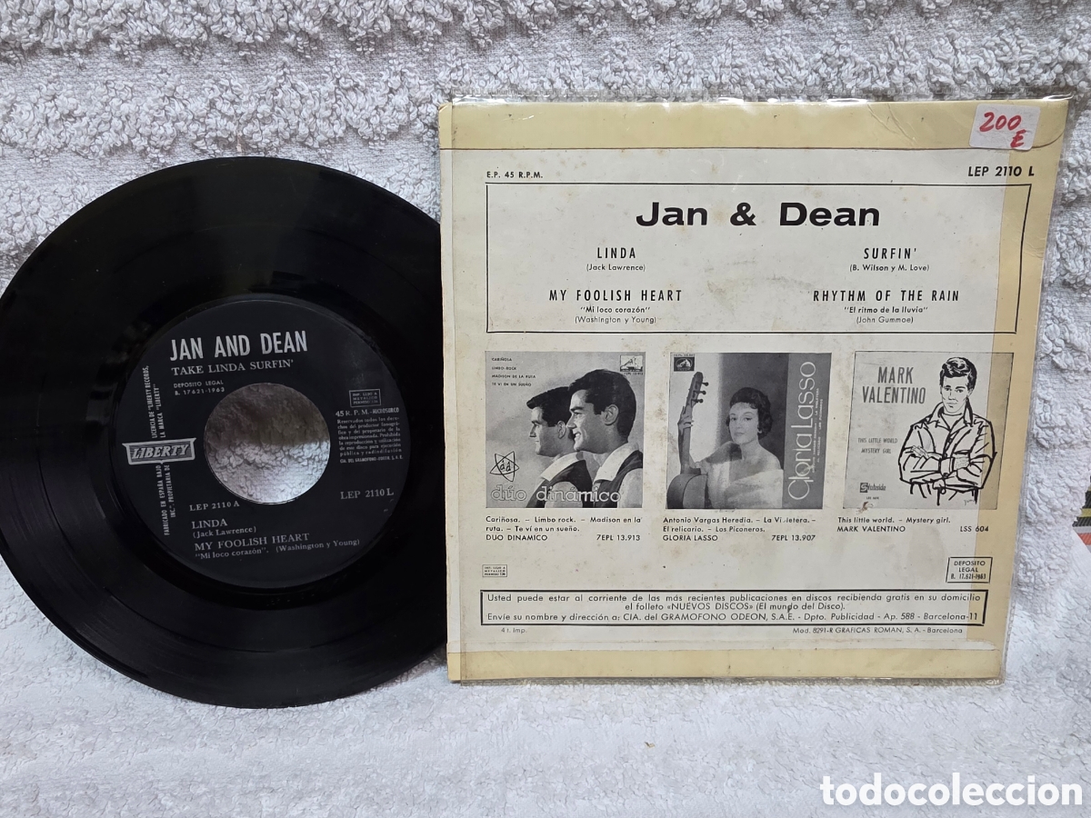 Discos de vinilo: Jan & Dean&nbsp;&ndash;&nbsp;Take Linda Surfin SPAIN 1963 - Foto 2