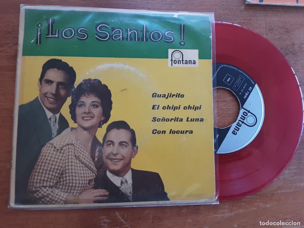 Discos de vinilo: LOS SANTOS. Guajirito. El Chipi Chipi. Se&ntilde;orita luna. Con locura. Vinilo rojo