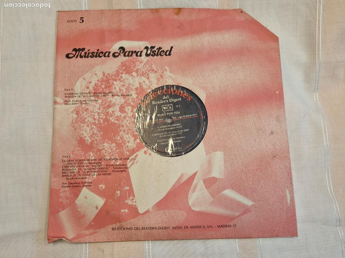 Discos de vinilo: SINGLE. MUSICA PARA USTED. SLECCIONES DEL READER'S DIGEST. CAPRICHO ESPA&Ntilde;OL. N5