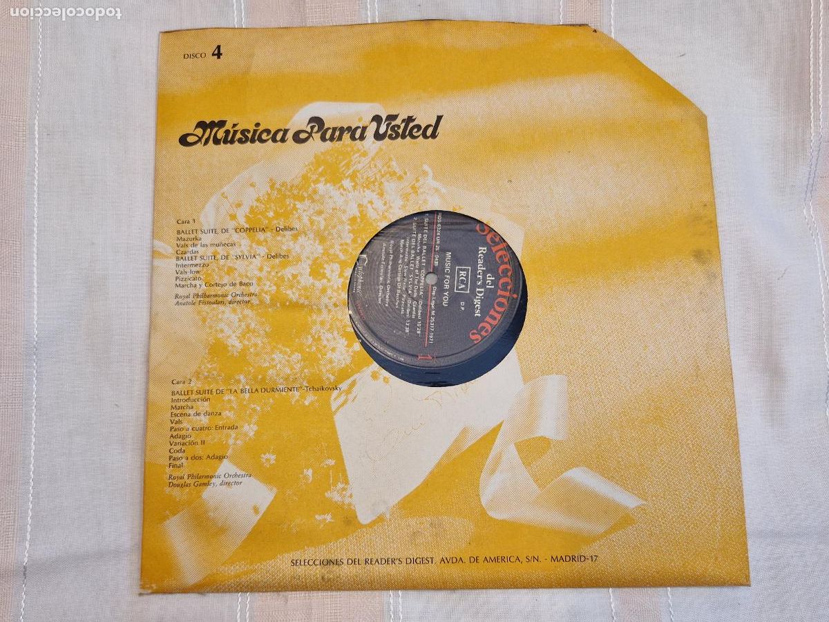 Discos de vinilo: SINGLE. MUSICA PARA USTED. SLECCIONES DEL READER'S DIGEST. SUITE DEL BALLET. COPELLA. N4