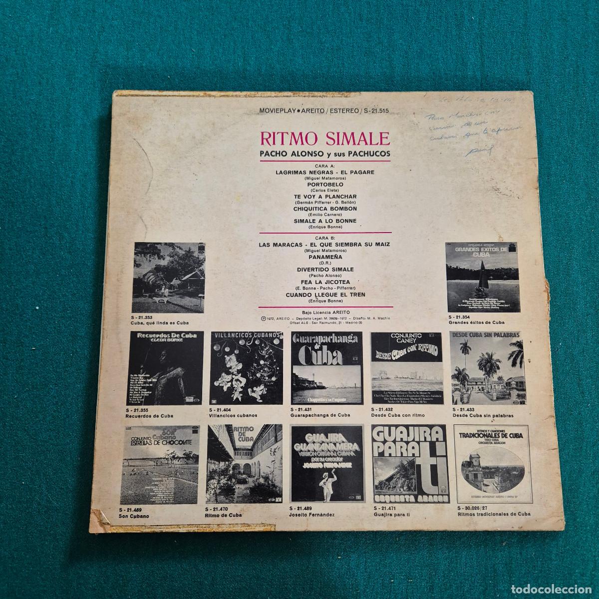 Discos de vinilo: Pacho Alonso Y Sus Pachucos &ndash; Ritmo Simale - Foto 2
