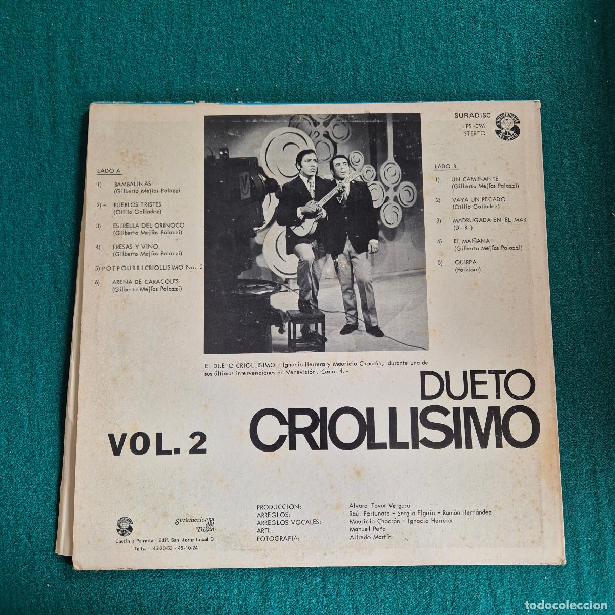 Discos de vinilo: DUETO CRIOLLISIMO - EN CARACAS - Foto 2