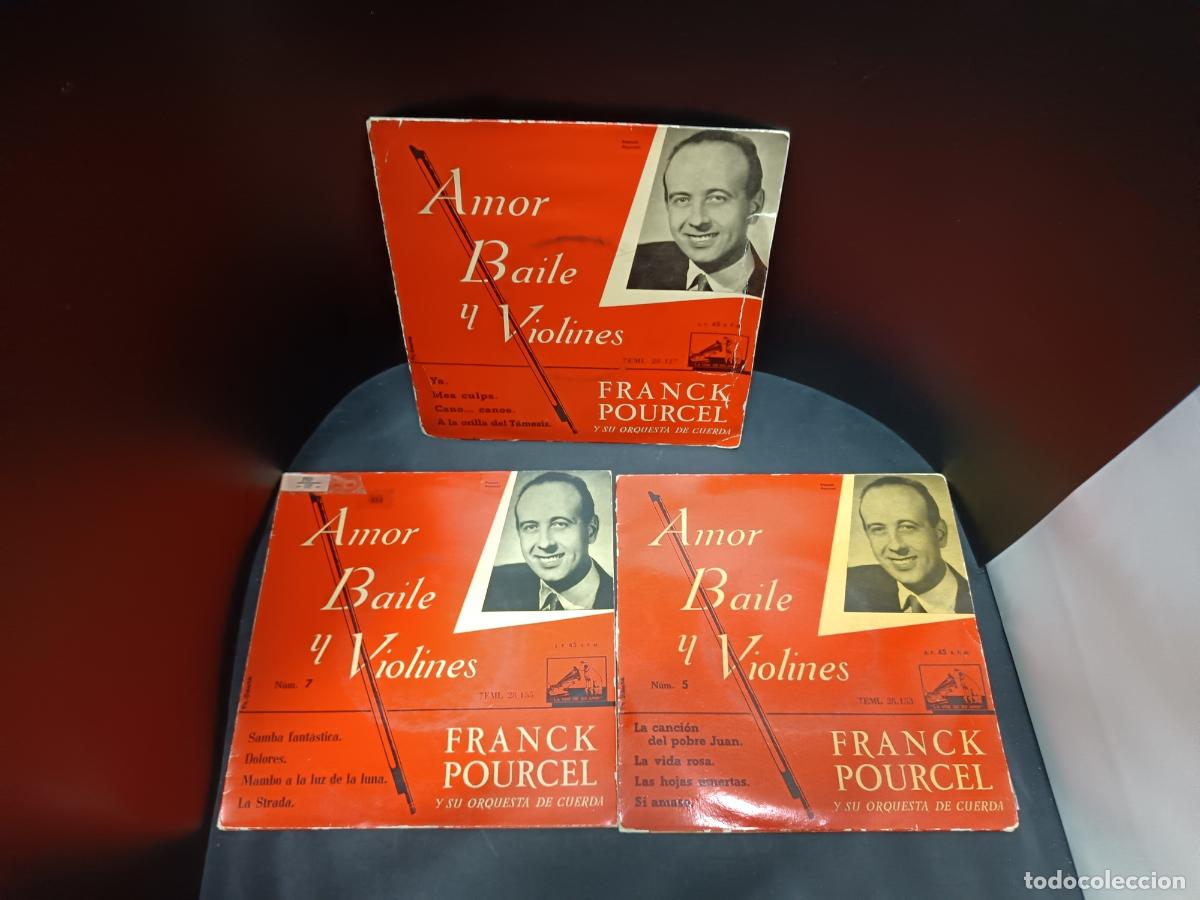 Discos de vinilo: FRANCK POURCEL . Lote de 3 EP con 12 canciones. Amor, Bailes y Violines. A&ntilde;os 50.