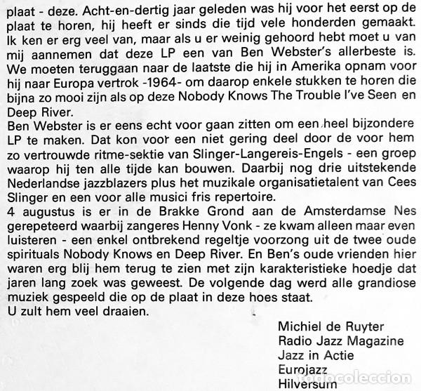 Discos de vinilo: Ben Webster, Ben Op Zijn Best - LP - Foto 5