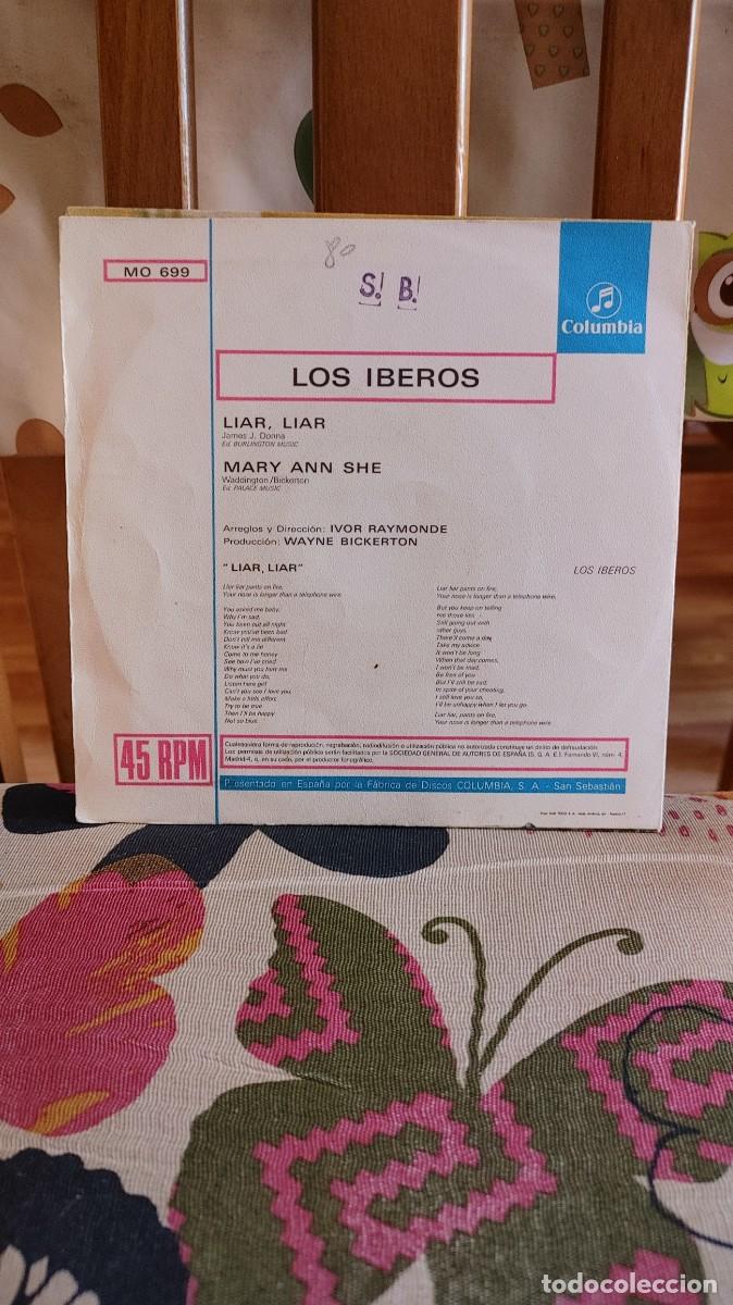 Discos de vinilo: LOS IBEROS-SINGLE LIAR LIAR - Foto 2