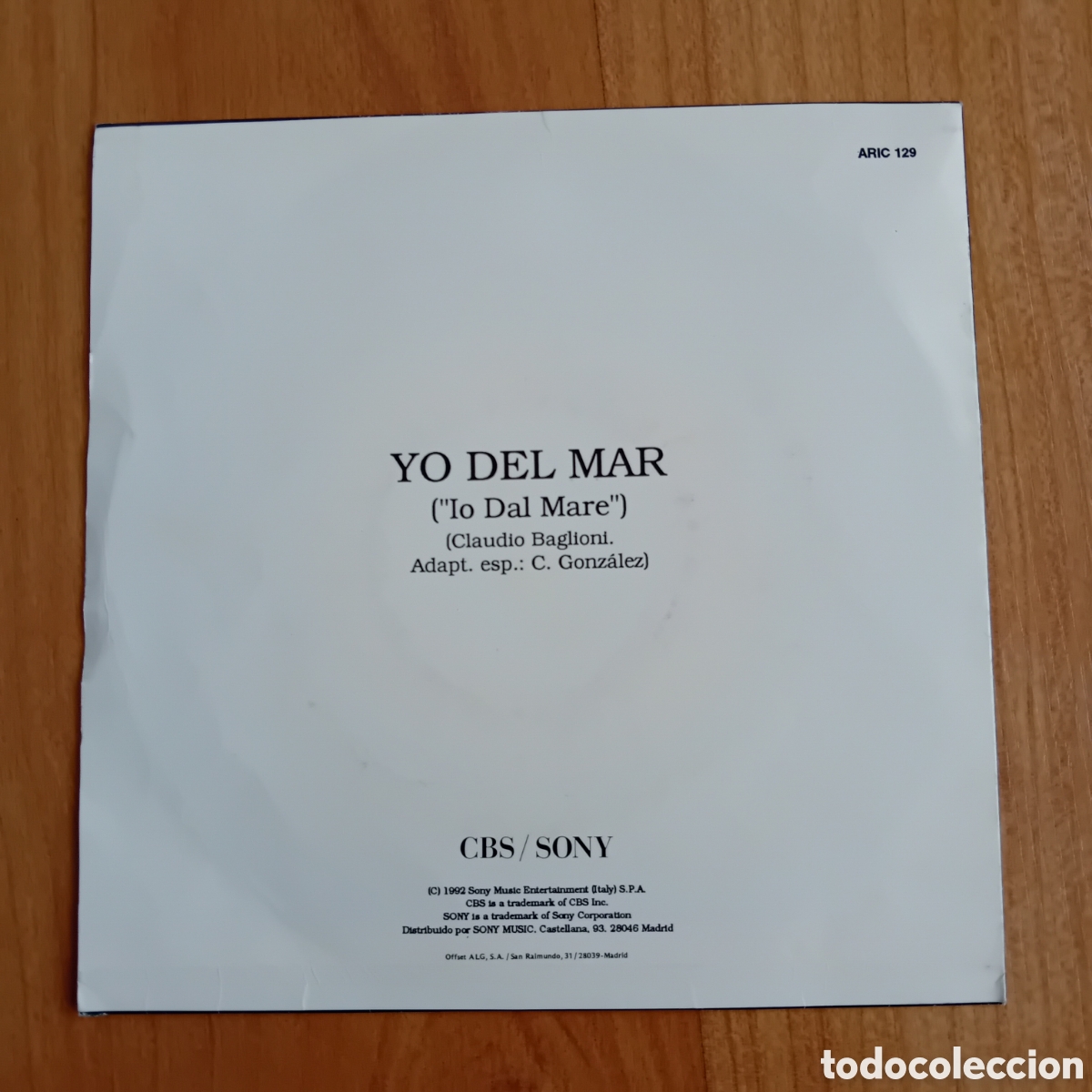 Discos de vinilo: CLAUDIO BAGLIONI. YO DEL MAR - Foto 2