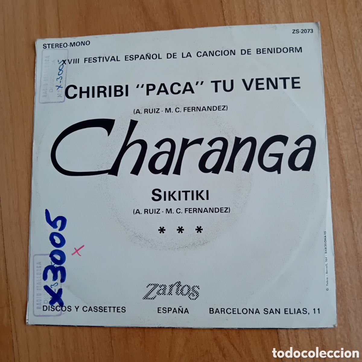 Discos de vinilo: CHARANGA. CHIRIBI PACA TU VENTE. SIKITIKI - Foto 2