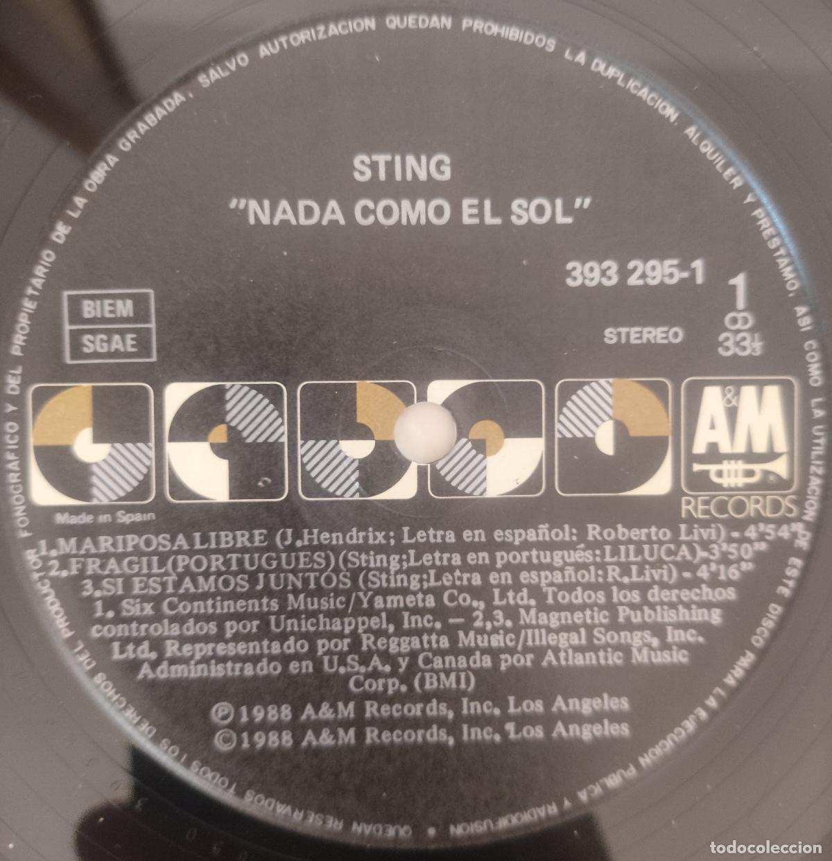 Discos de vinilo: Sting-Nada Como el Sol-1988 - Foto 3