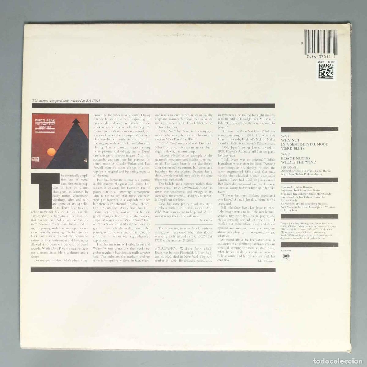 Discos de vinilo: LP. Pikes Peak - The Dave Pike Quartet Featuring Bill Evans - Foto 2