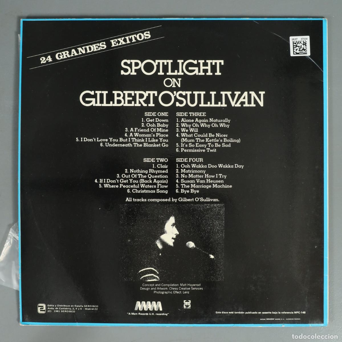 Discos de vinilo: LP. Spotlight on Gilbert OSullivan - 24 Grandes &Eacute;xitos - Foto 2