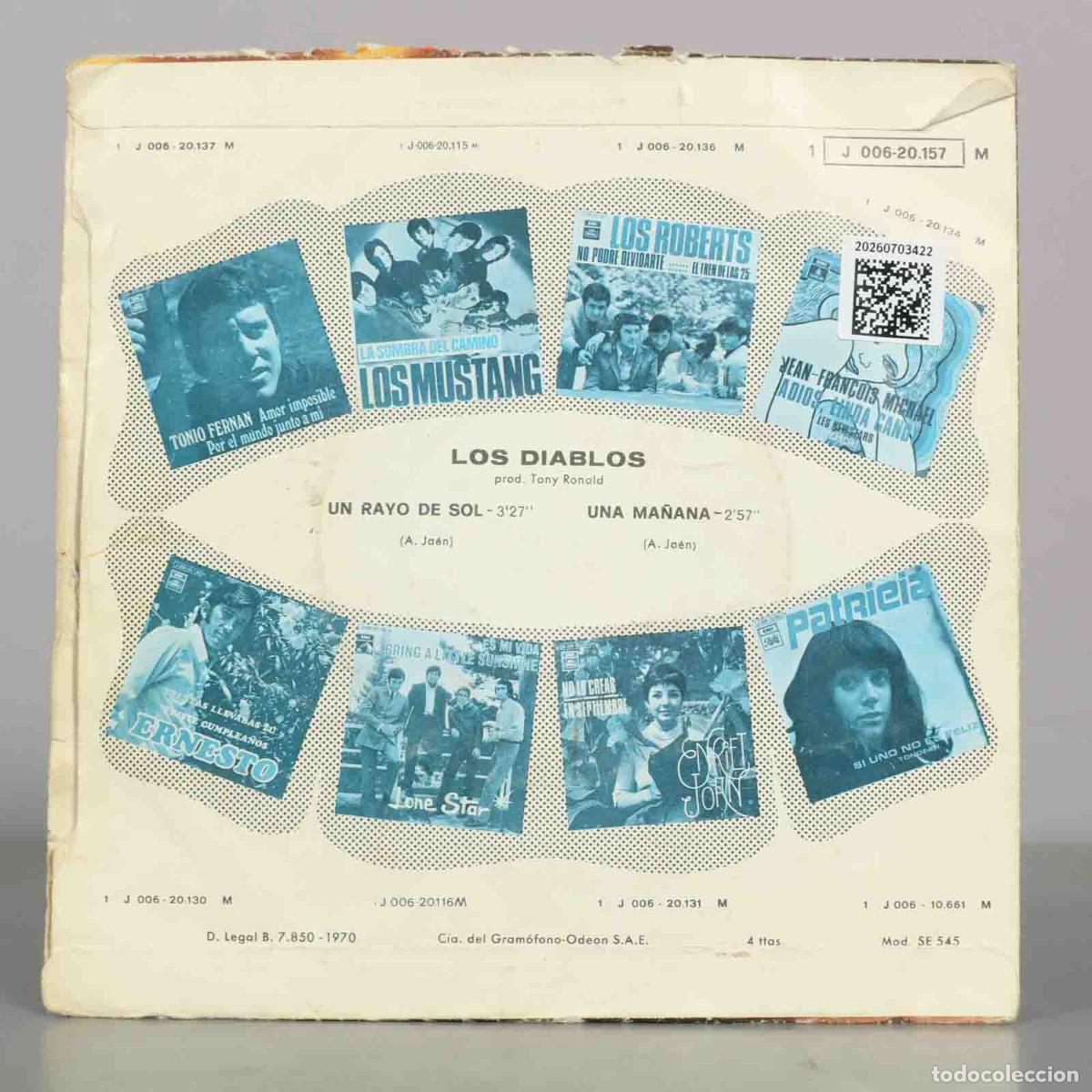 Discos de vinilo: SINGLE. Los Diablos &ndash; Un Rayo De Sol - Foto 2