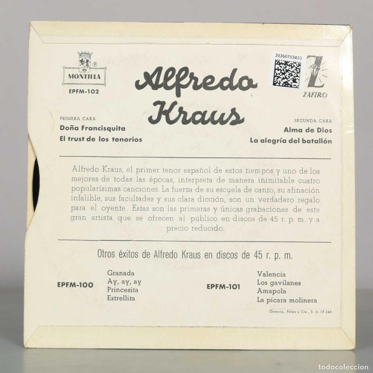Discos de vinilo: EP. 4 EXITOS DE ALFREDO KRAUS - Foto 2