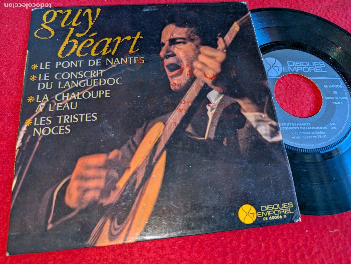 Discos de vinilo: GUY BEART Le pont de Nantes/Les tristes noces +2 EP 7'' 1967 Disques Temporel FRANCIA FRANCE