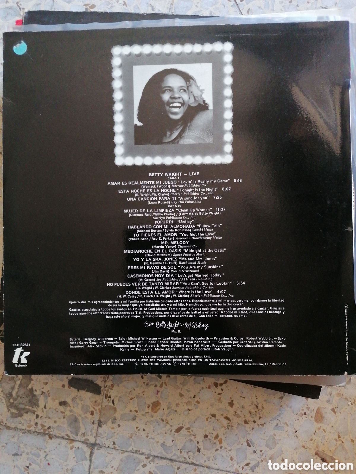 Discos de vinilo: LP BETTY WRIGHT LIVE 1978 ESPA&Ntilde;A - Foto 2