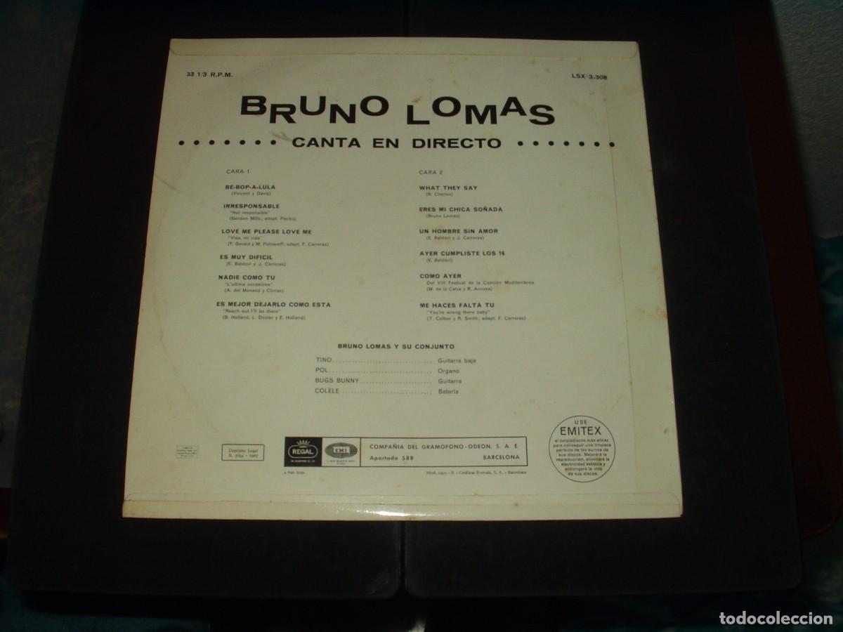 Discos de vinilo: BRUNO LOMAS LP EN DIRECTO 1&ordf; EDICION - Foto 2