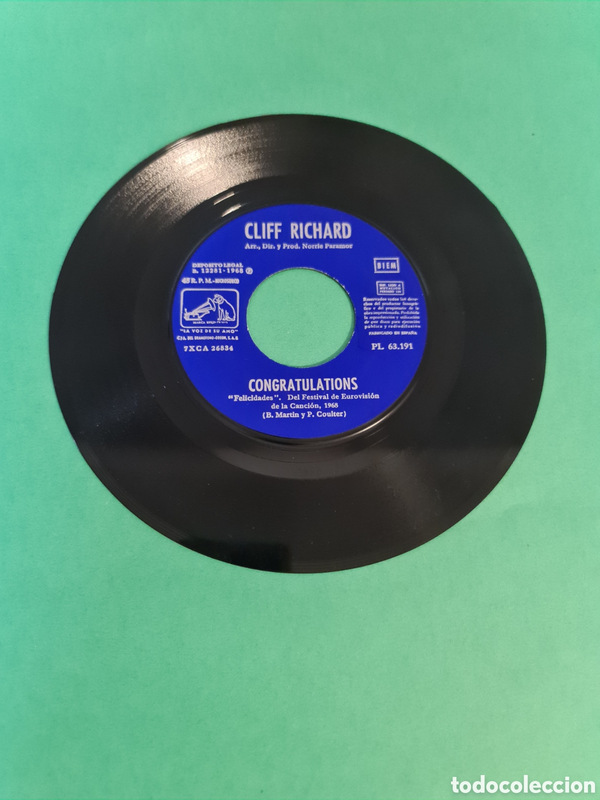 Discos de vinilo: Single Cliff Richard. Congratulations. - Foto 2