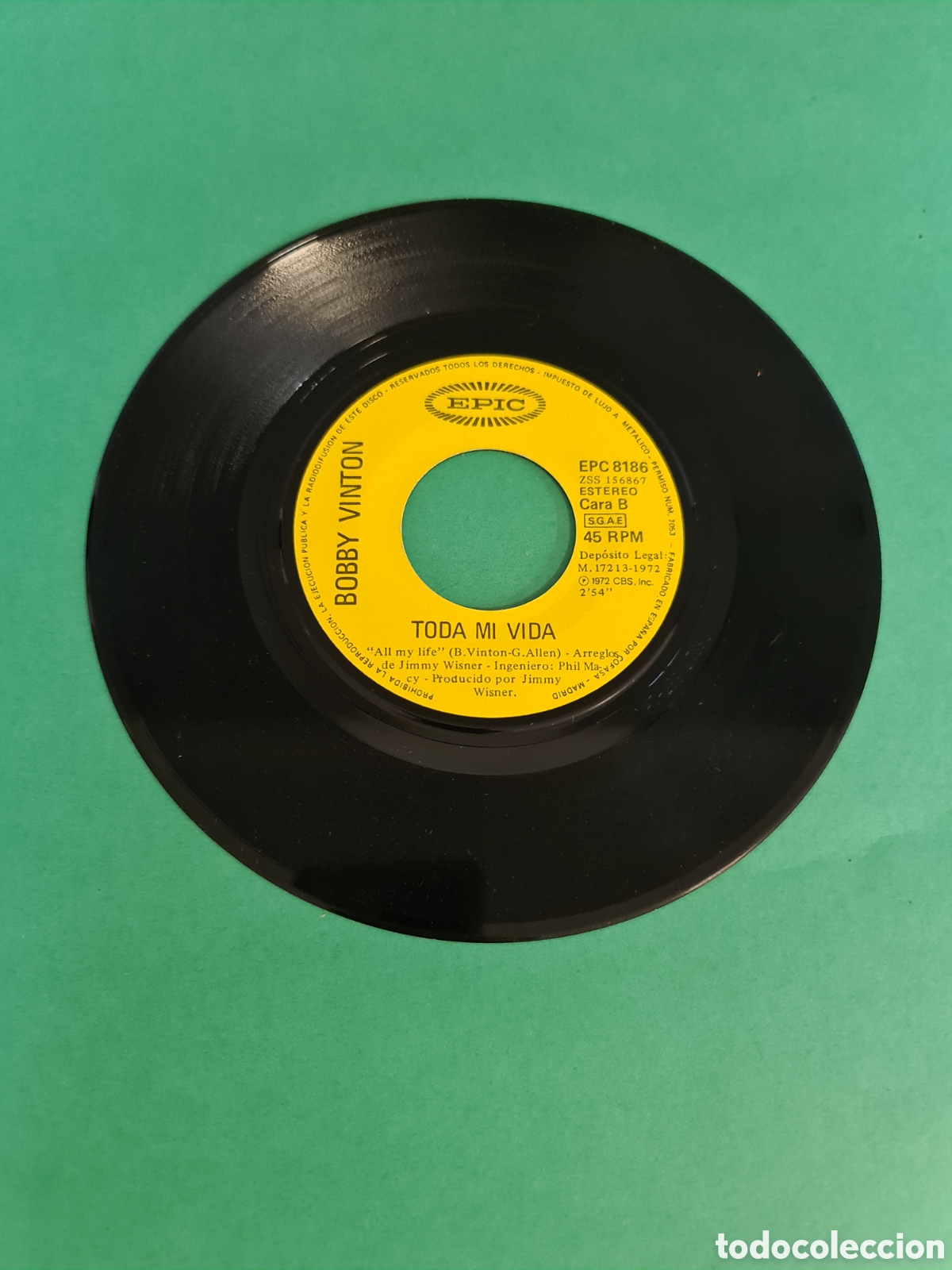 Discos de vinilo: Single Bobby Vinton / Sellado con un beso. - Foto 3