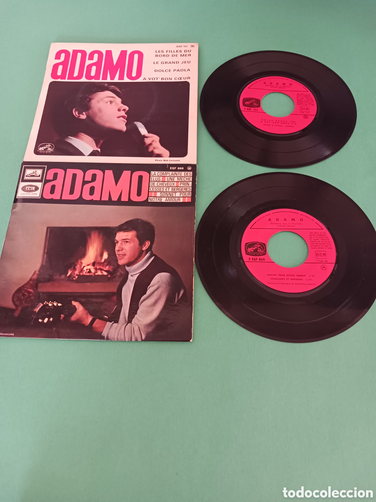 Discos de vinilo: Dos singles, ADAMO. Bueno - Foto 2
