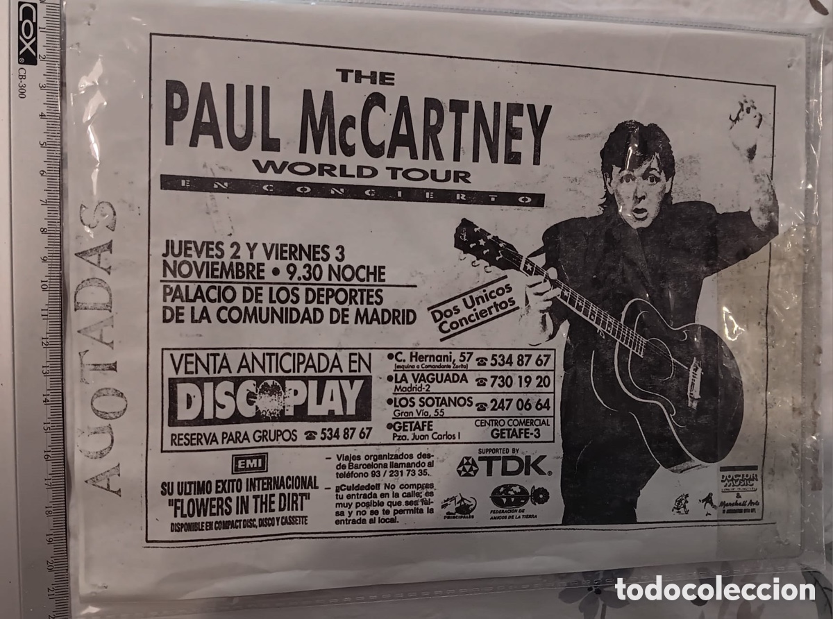 Discos de vinilo: BEATLES MCCARTNEY ANUNCIO VENTA ENTRADAS MADRID GIRA MUNDIAL 1989
