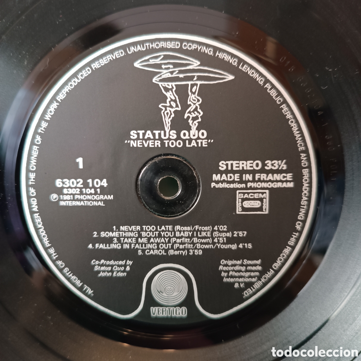 Discos de vinilo: STATUS QUO. NEVER TOO LATE. LP. 1981 - Foto 5