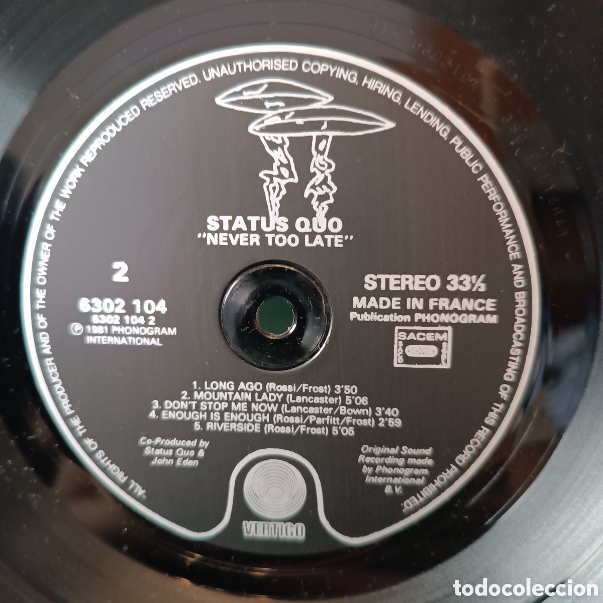 Discos de vinilo: STATUS QUO. NEVER TOO LATE. LP. 1981 - Foto 6